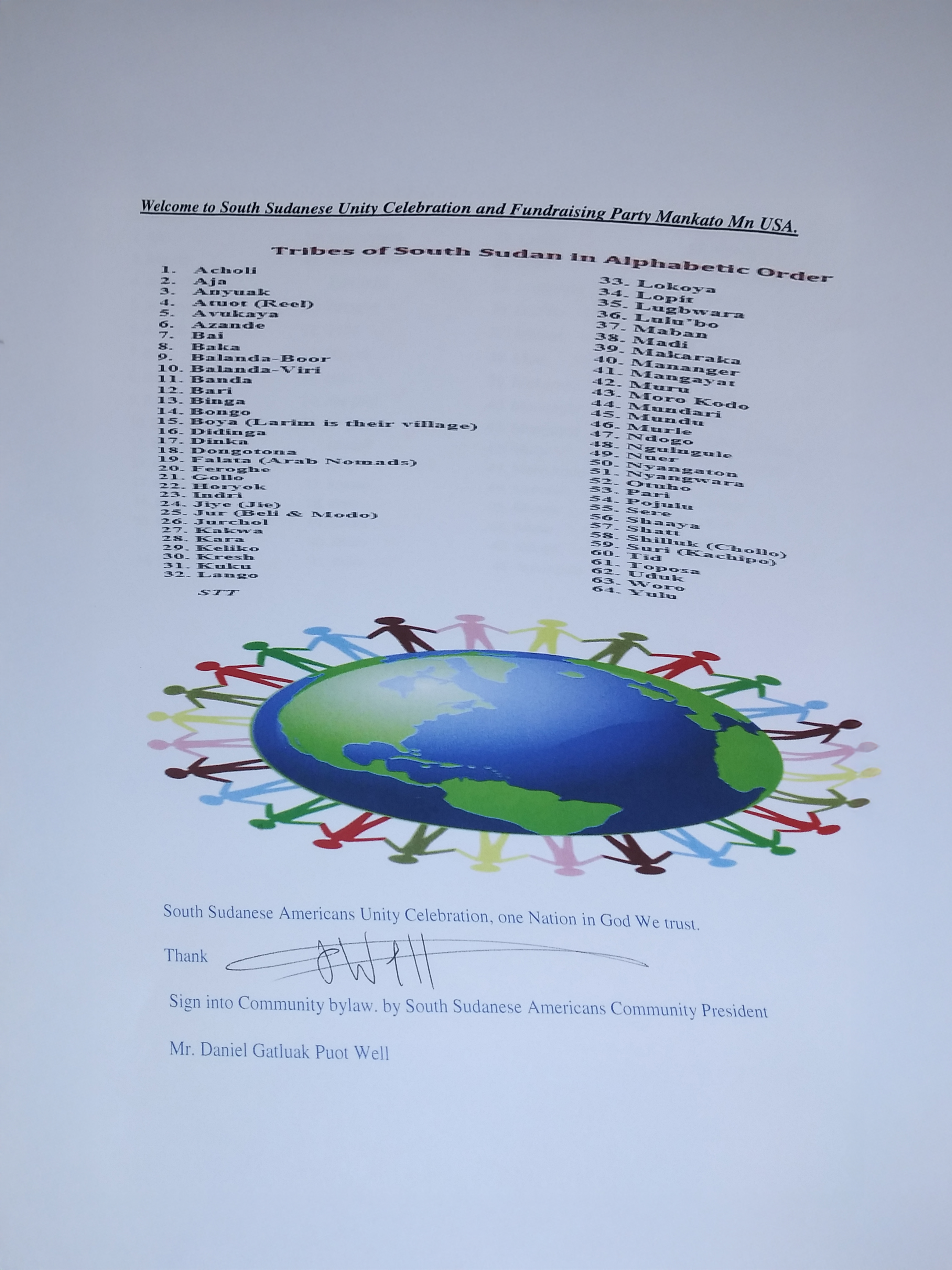 Welcome to South Sudanese Unity Celebration